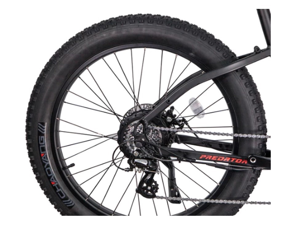 GlareWheel All Terrain Black Fat Tire Electric Bike 26 Inch