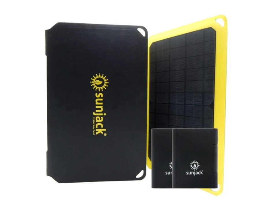 SunJack 25W Portable Solar Charger + 2 Powerbanks