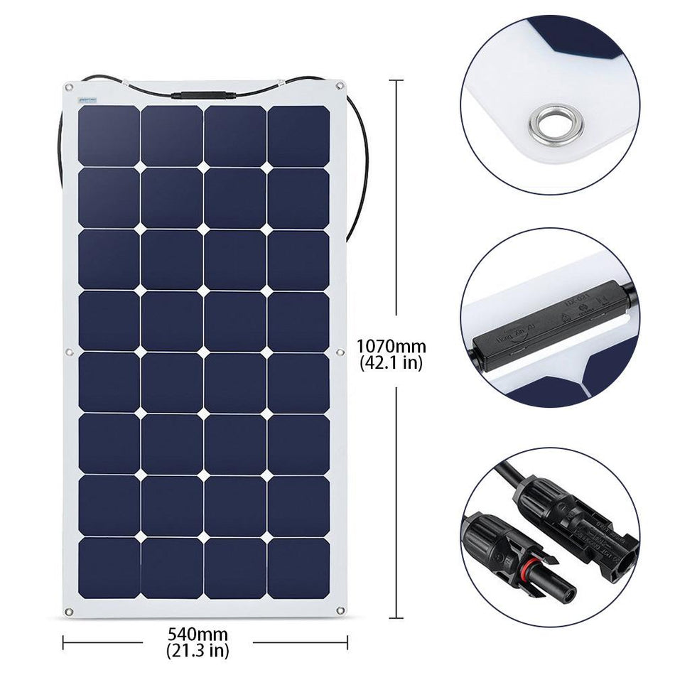 ACOPOWER 330Watts Flexible Solar RV Kit w/ 30A Waterproof Charge Controller, Solar Cable Wire,Tray Cable and Y Branch Connectors,Cable Entry Housing for Marine, RV, Boat, Caravan
