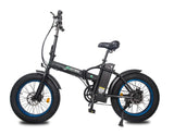 Ecotric 48V folding fat ebike with LCD display - Black and Blue