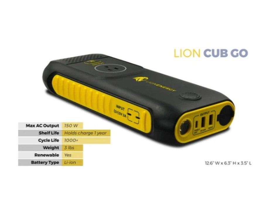 LionEnergy Lion Cub GO Portable Power Bank + GO 20 Solar Panel
