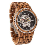 Men's Premium Self-Winding Transparent Body Zebra Wood Watches