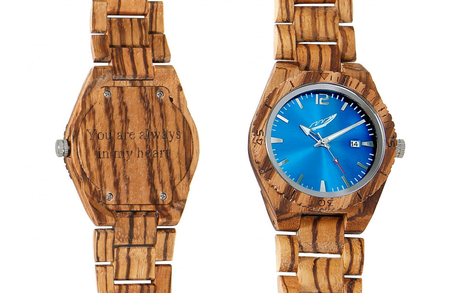 Men's Personalized Engrave Zebrawood Watches - Custom Engraving