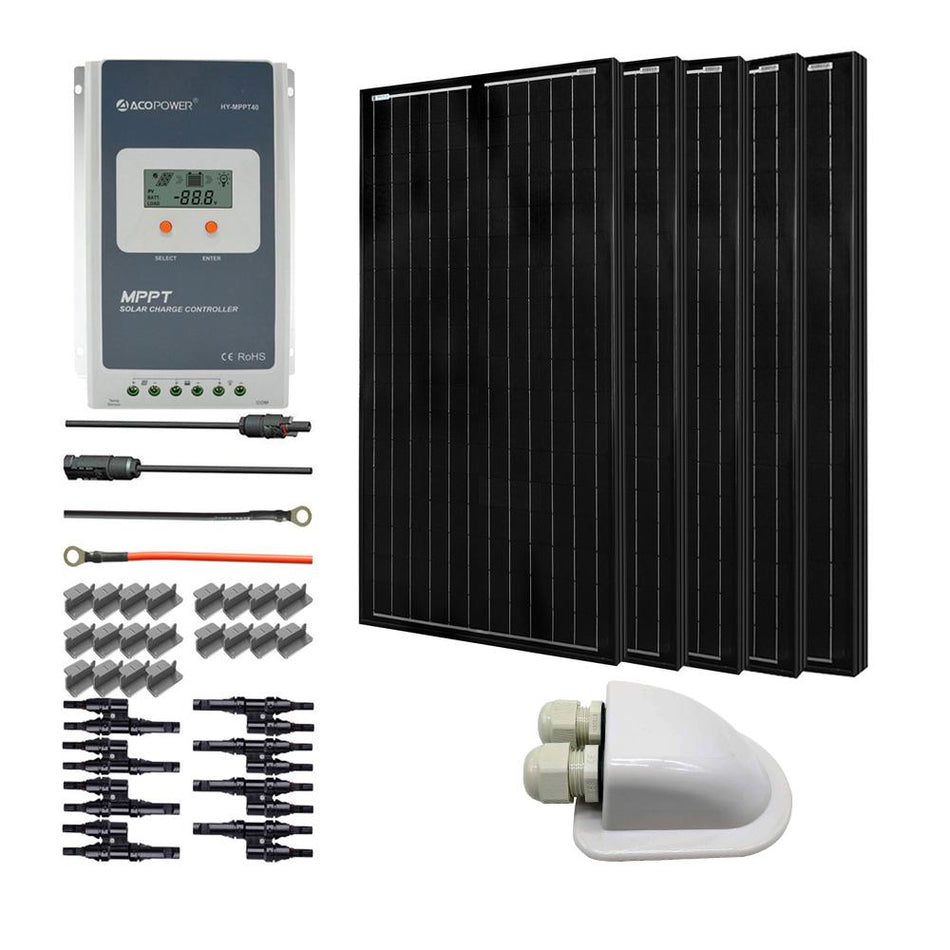500 Watts All Black Monocrystalline Solar RV Kits