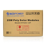 ACOPOWER 25 Watts Poly Solar Panel, 12V