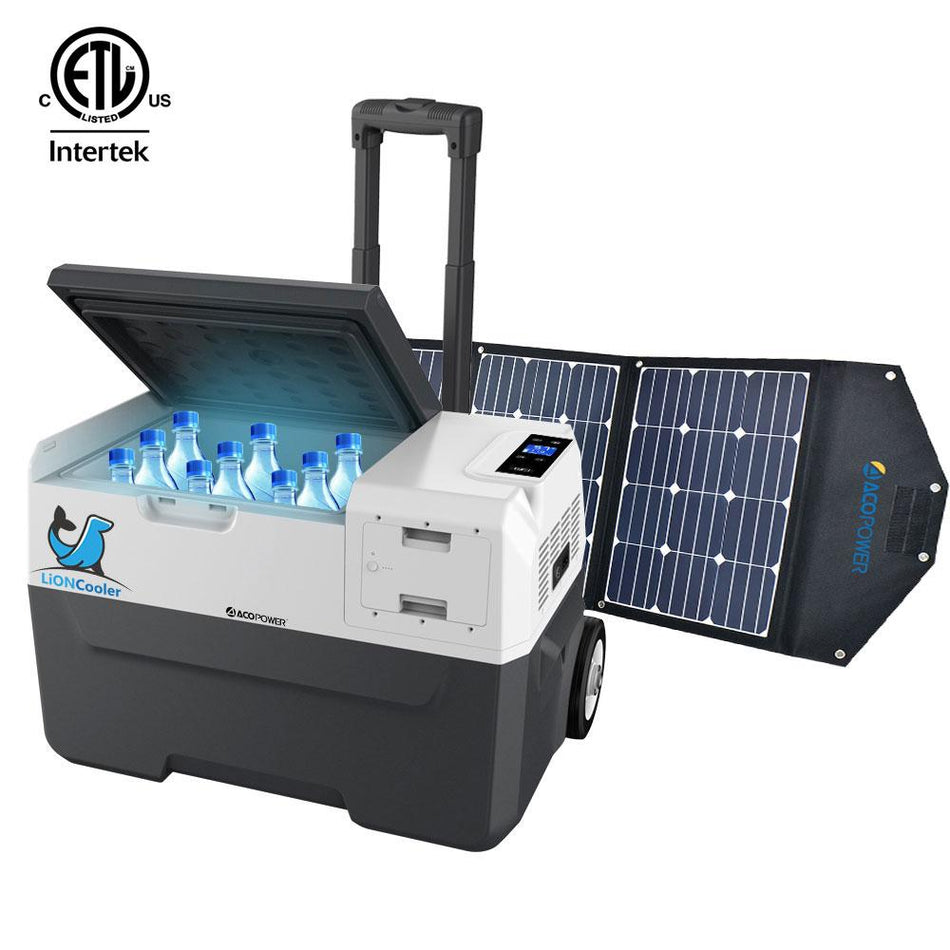 LiONCooler Combo, X30A Portable Solar Fridge/Freezer (32 Quarts) and 90W Solar Panel