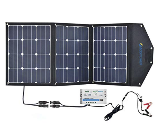 ACOPOWER 105W Foldable Solar Suitcase with 10A Charge Controller